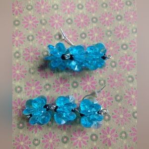 Turquoise  Or Aqua Colored Starflake Earrings